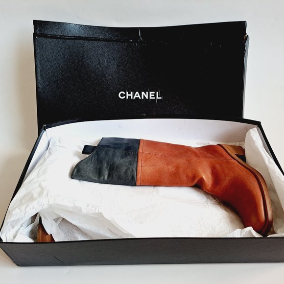 Chanel Brown Black Leather Boots Size 36.5 - Picture 16 of 16